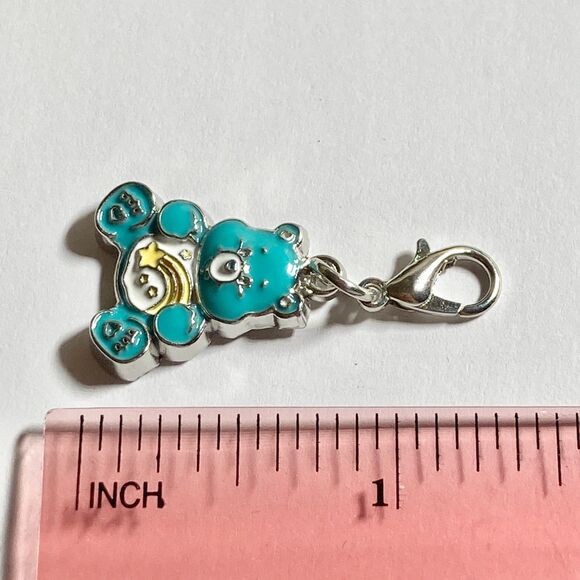 Care Bears Wish Bear Turquoise Blue Clip On Charm Rainbow Enamel Zipper Pull Bag - Picture 6 of 8